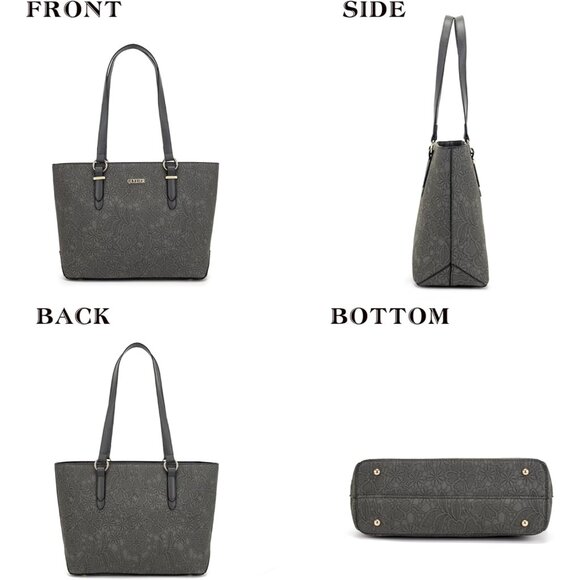 Chic Dark Grey 3-Piece Women's Purse and Wallet Set - Durable and Elegant Design - Picture 4 of 6